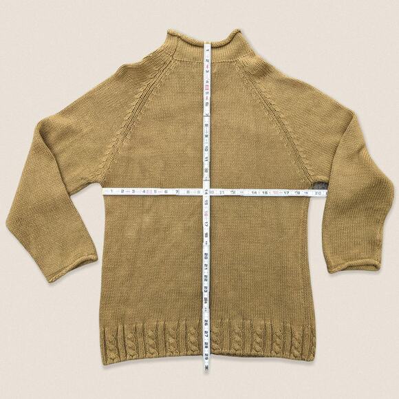 Vintage 80s Grandma Tan Mock Neck Sweater 3/4 sleeve forenza - Size Medium - Picture 3 of 4